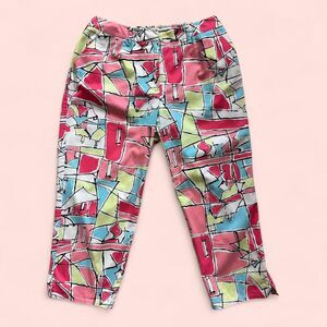 Vintage Y2K‎ Talbots Woman Cropped Pants – Size 14W | Bold Geometric Print Capri